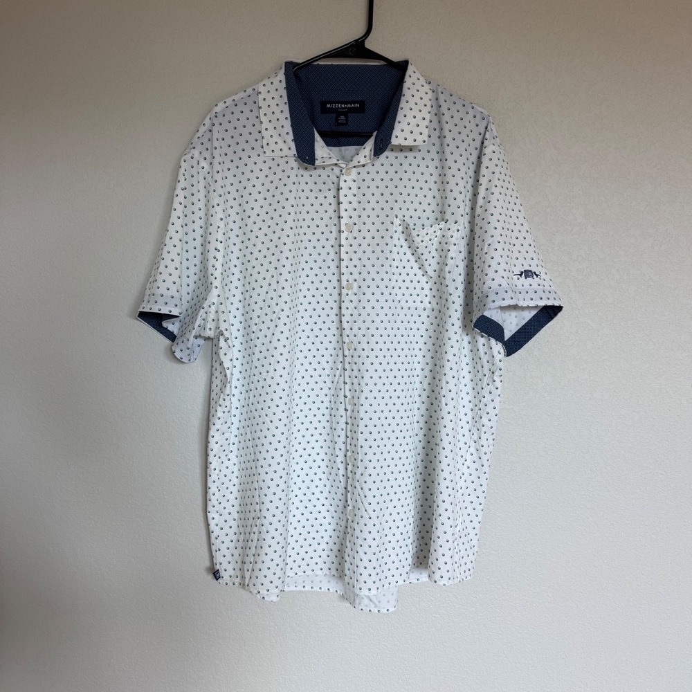 Mizzen Main Leeward Mens XXL Classic Short Sleeve Button Down Shirt Geometric